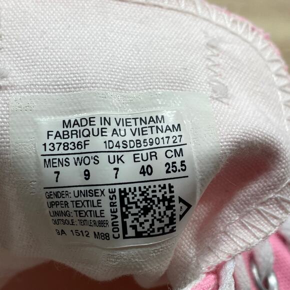 Converse Chuck Taylor All Star Pink Low Top Sneakers Women's 9 Men's 7 Shoes - Picture 8 of 8